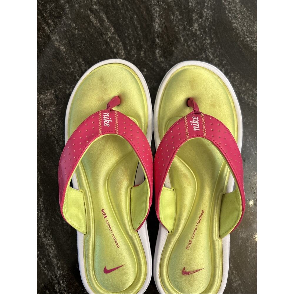 Nike Comfort Thong Women's Size 8 Vivid Pink Neon Green 354925-612 Shoes - Picture 4 of 11